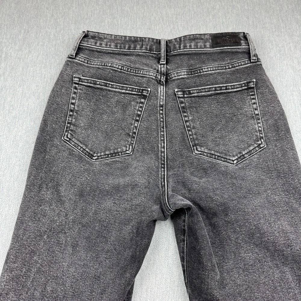 Hollister Jeans Womens 29x27 Black Denim High Rise Straight Cotton Distressed